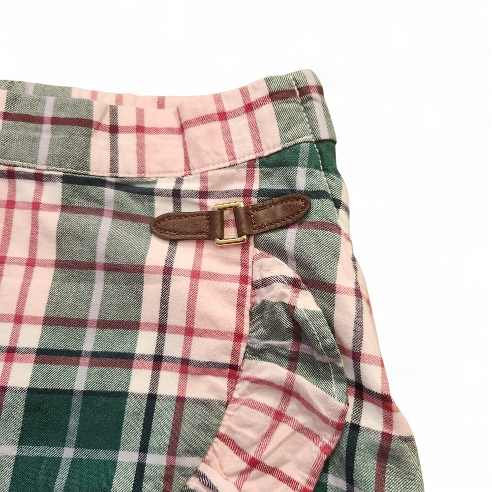 Janie and Jack Girls Kids Plaid Ruffle Hem Skirt - Pink and Green Size 4 T - Picture 2 of 11